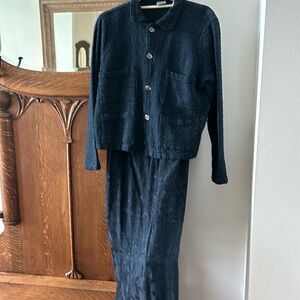 CP Shades jacket and skirt set. Textured jacket with pockets. Matching skirt.